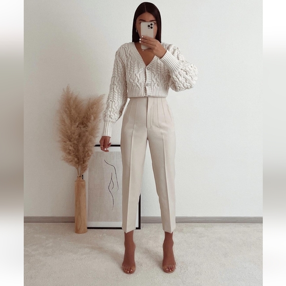 Zara Pants - Zara * high waisted cream pants bloggers favorite